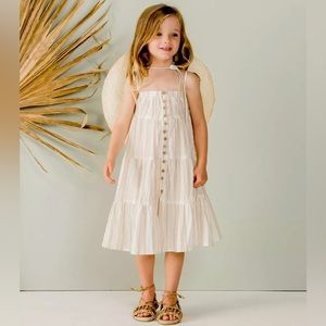 Rylee + Cru Sand Stripe Tiered Maxi Dress